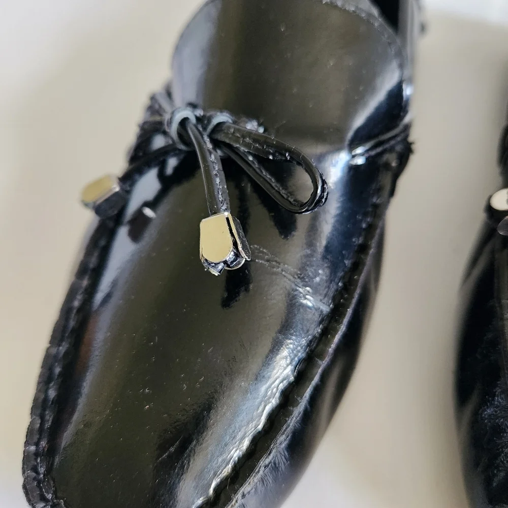 Saks Fifth Avenue Black Patent Leather Loafers